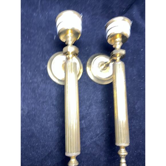 Mother Of Pearl And Brass Torch Hurricane Wall Mounted Sconces 12" - Picture 3 of 9